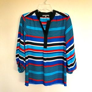 BOGO 1/2 OFF Sz S New York  Turquoise Multicolored Tunic. V Neck with Side…